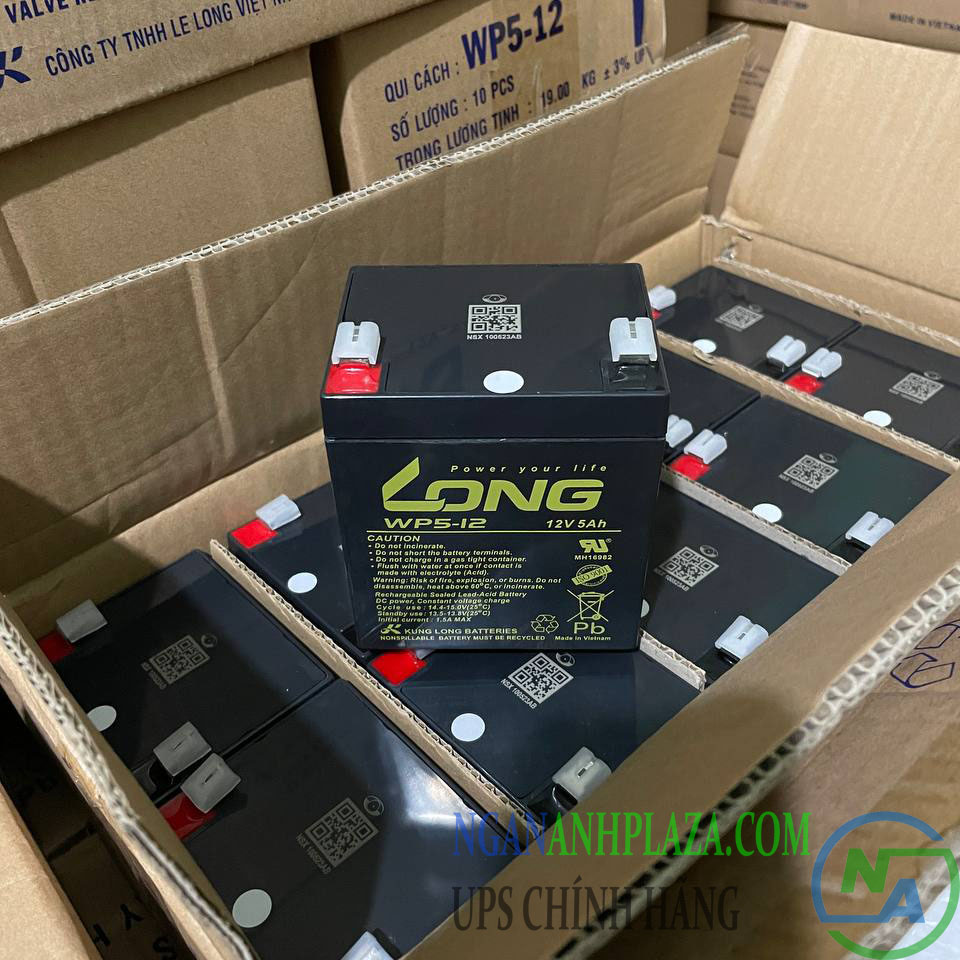 ẮC QUY KÍN KHÍ (VRLA AGM) LONG 12V-5Ah (20HR), WP5-12, F2-ngananh AC QUY KIN KHI VRLA AGM LONG 12V 5Ah 20HR WP5 12 F2 ngananh