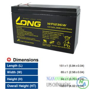 ẮC QUY LONG 12V9AH (WP1236) WP1236W KICH THUOC 2 NGANANH