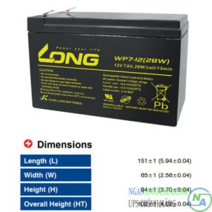 ẮC QUY LONG 12V7AH (WP7-12) WP7 1228W F2 KICH THUOC 2 NGANANH